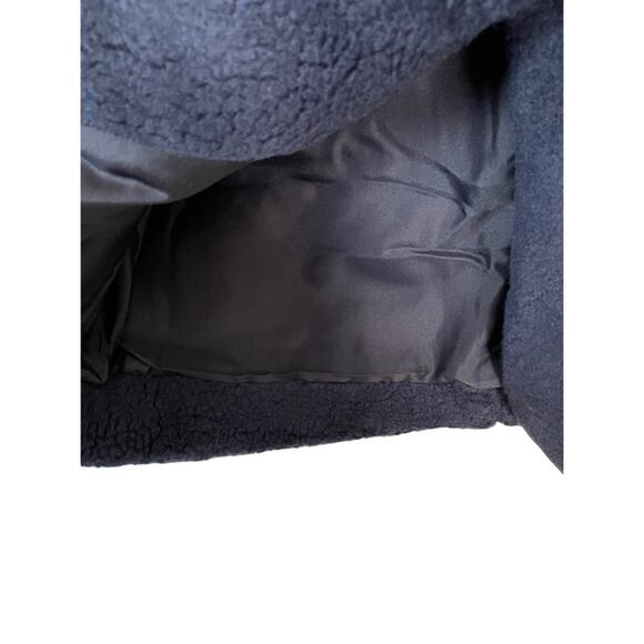Madewell soft & plush Sherpa Teddy Coat Navy Dark Nightfall Blue pockets & snaps - Picture 13 of 17